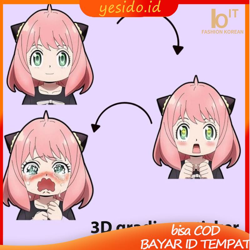 

[COD✨Ready stock]3D Gradien Kartun Stiker Casing Ponsel Ilusi Universal Stiker Mobil Tahan Air-YES