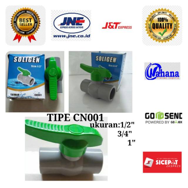 STOP KRAN 1" SOLIGEN CN001- STOP KRAN PLASTIK MURAH - STOP KRAN PVC - BALLVALVE PVC MURAH