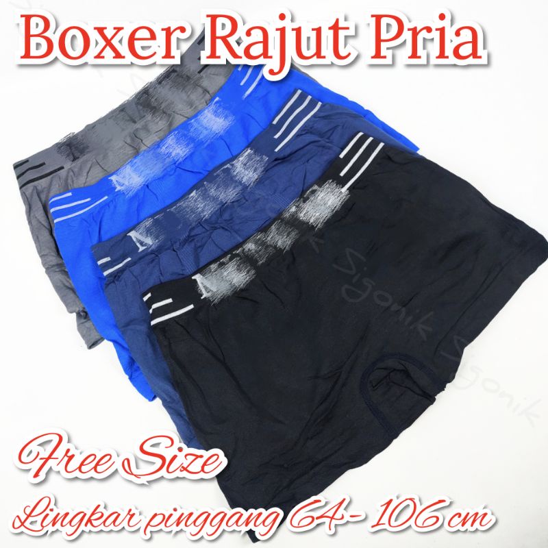 Celana Dalam Boxer Pria Dewasa Remaja Free Size L fit XL Rajut Allsize Murah MNF Sigonik