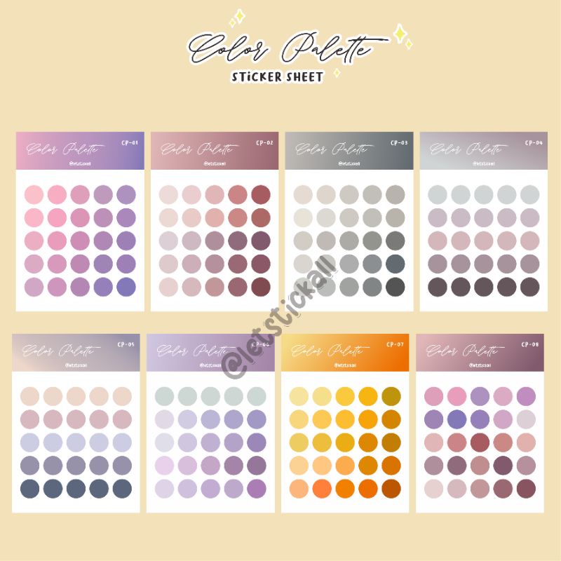 

STICKER SHEET COLOR PALETTE AESTHETICS UKURAN A6 (14cm x 10 cm)