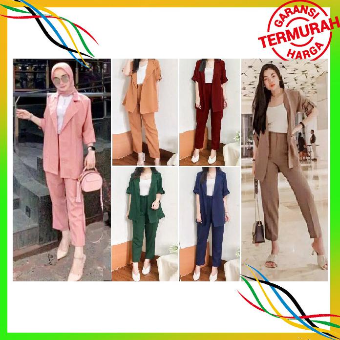 OLAHRAGA BB88 SET BLAZER ONE ATASAN WANITA WANITA SET BAWAHAN SETELAN POLOS BAYAR COD