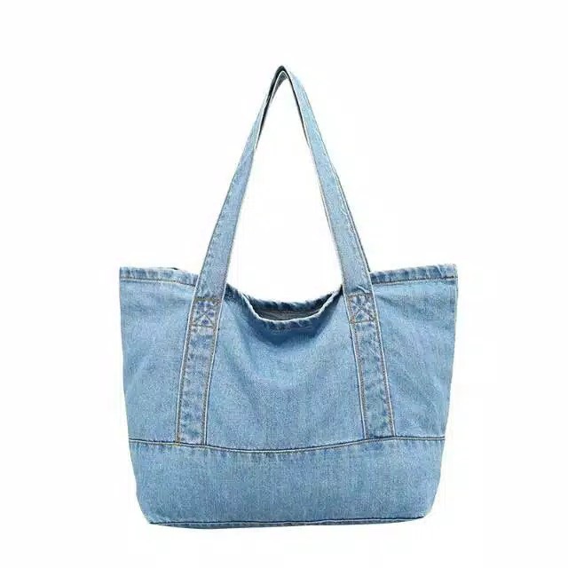 S Handbag Denim Bag Tote Tas Jeans Jinjing Wanita Canvas Cotton Kecil Main Kuliah Korea (4.5)