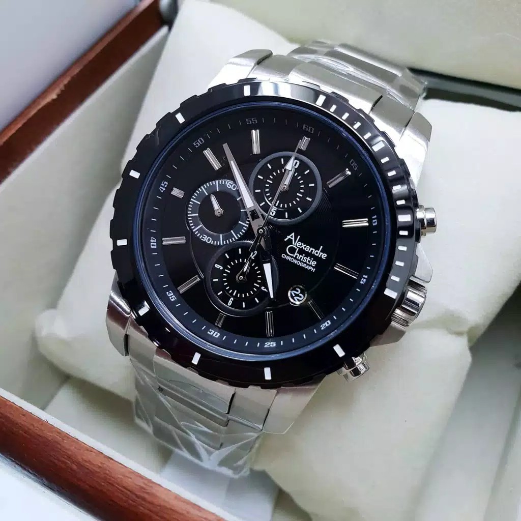 alexandre Christie  AC 8604 pria original stainless steel silver black