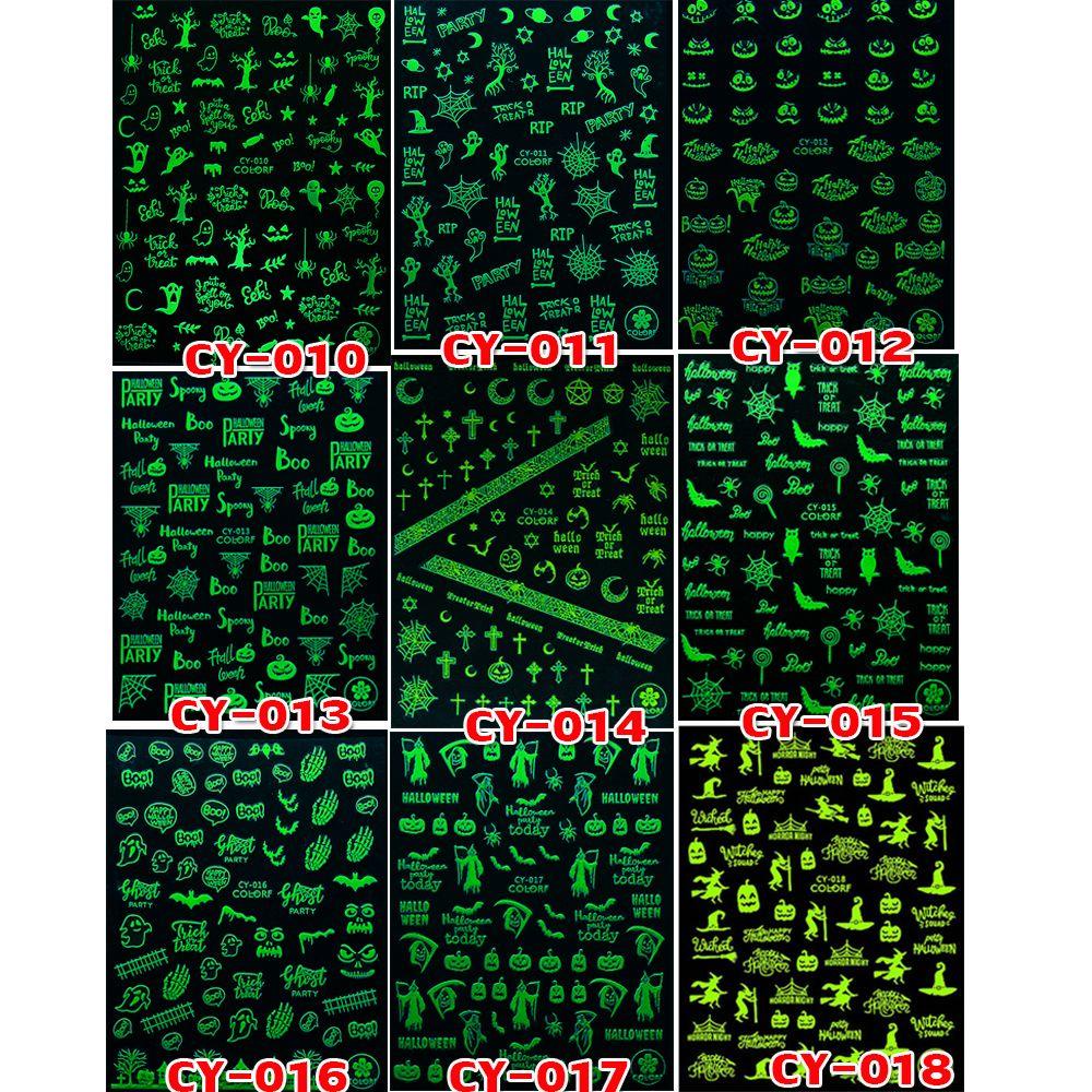 Stiker Kuku Motif Sarang Labalaba Glow in The Dark Untuk Nail Art DIY