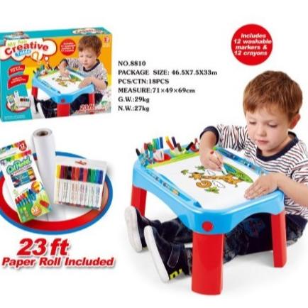 

[Cod] Meja Belajar Anak My Fun Creative Table Blue Spidol Crayon Delansyahbana