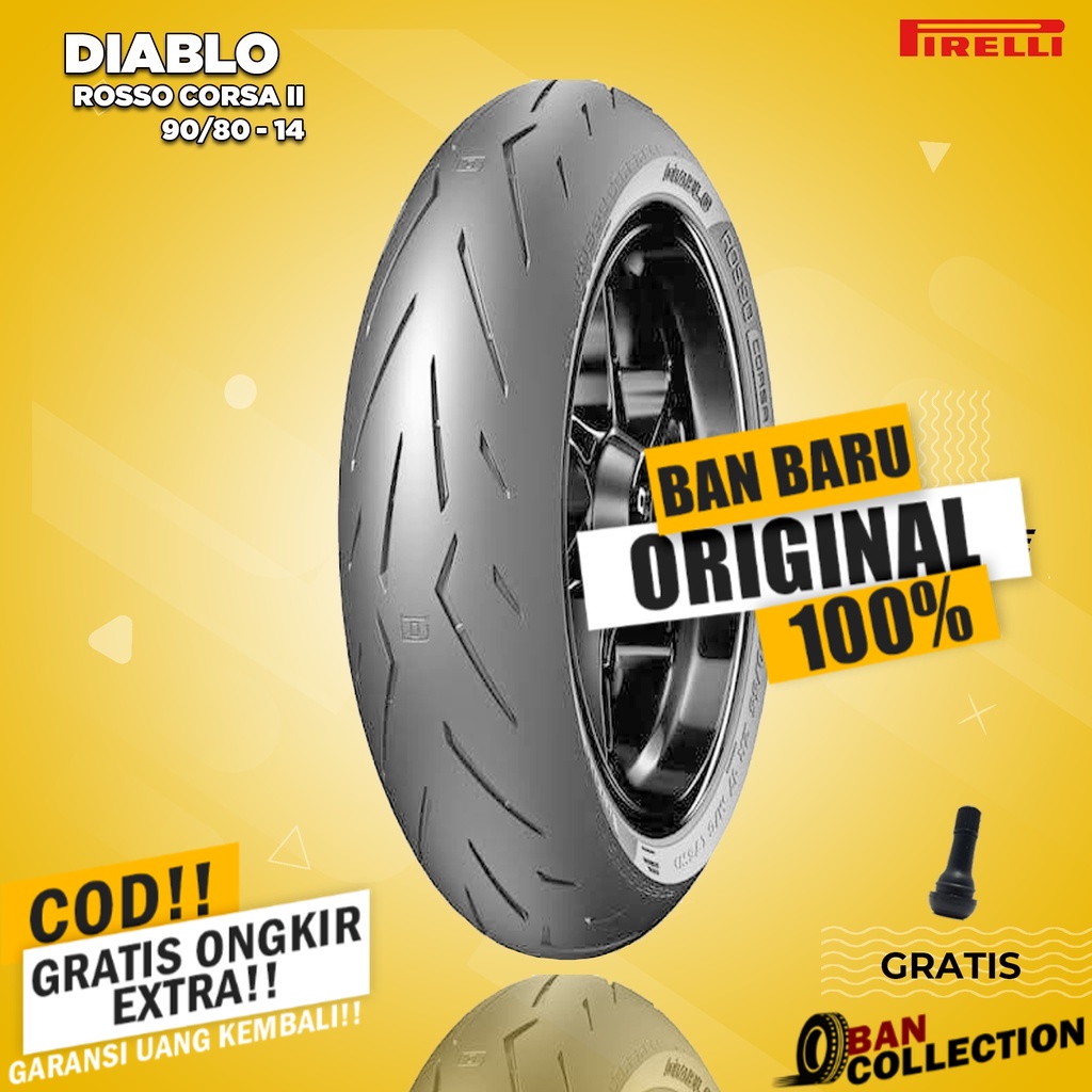 Ban Motor Matic SOFT COMPOUND // PIRELLI DIABLO ROSSO CORSA 2 90/80 Ring 14 Tubeless ban motor matic