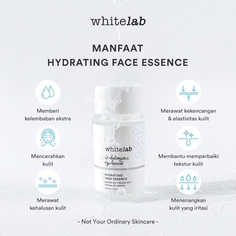 WHITELAB Hydrating Face Essence Indonesia / Facial Wash Toner Serum Ampoule Day Night Underarm Eye Cream Sunscreen Clay Mask Masker Gel Body Soap / Acne Brightening Mugwort Heartleaf Niacinamide Peeling Calming Paket Wajah Lengkap Set Sabun Krim Pelembab