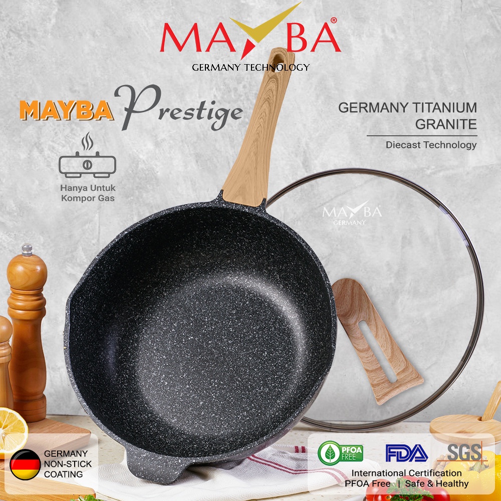 Panci Wok Pan 30 CM Mayba Germany | wajan Penggorengan Granite ANTI LENGKET wok deep fry