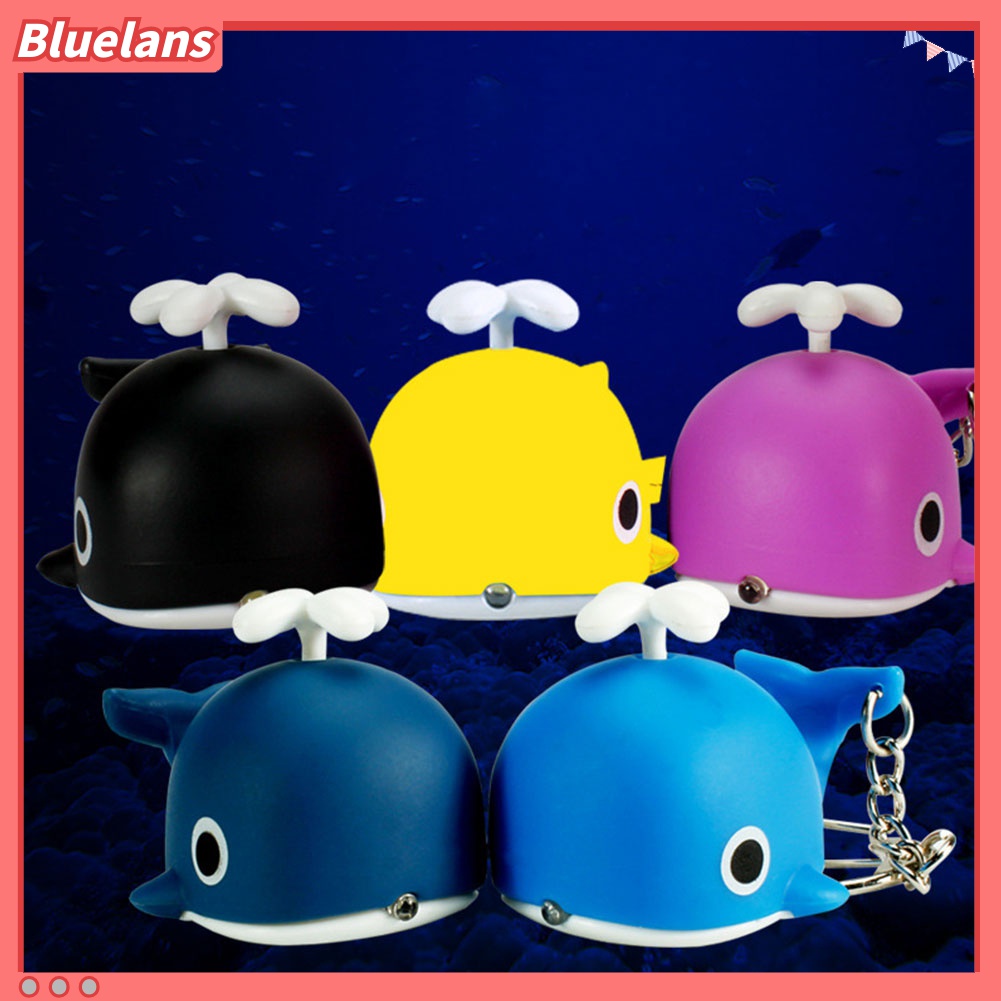 Bluelans Gantungan Kunci Bentuk Ikan Paus Lucu Dengan Lampu LED + Suara Untuk Tas / Dompet