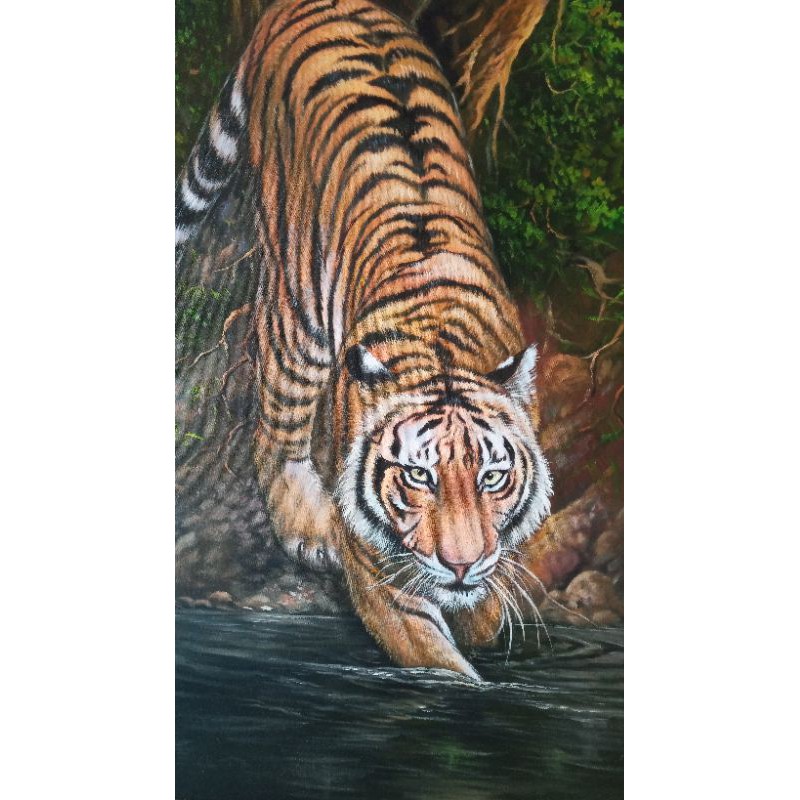 Lukisan Harimau Sumatra Lukisan Harimau Turun Gunung Shopee Indonesia