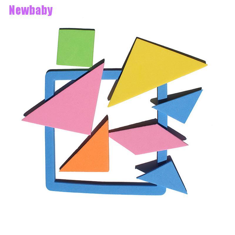 (Newbaby) 7pcs / Set Mainan Edukasi Puzzle Tangram Bahan Busa EVA Warna Pelangi Untuk Anak DIY