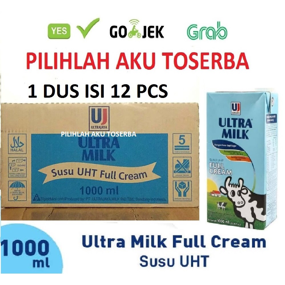 SUSU ULTRA FULL CREAM 1 LITER / 1000 ML - (1 DUS ISI 12)