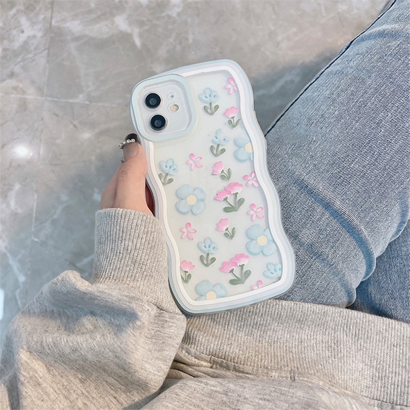 Soft Case Silikon TPU Transparan Motif Bunga Untuk iPhone 13 12 11 Pro Max X Xr Xs Max SE 8 7 6 6s Plus