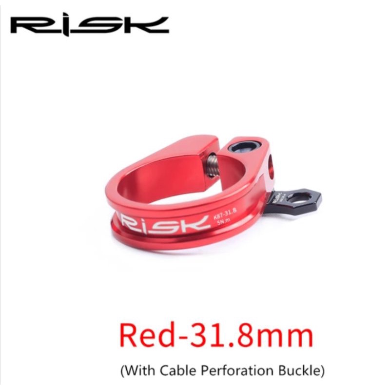 Risk Seatpost Seatclamp Clamp Size 31.8 mm + Guide Cable Dropper Klem Tiang Sadel Sepeda Merah