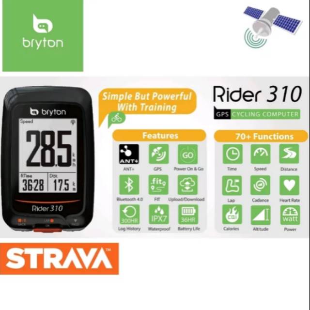 Speedometer sepeda BRYTON Rider 310 E ORIGINAL - GPS based bike Cyclo computer