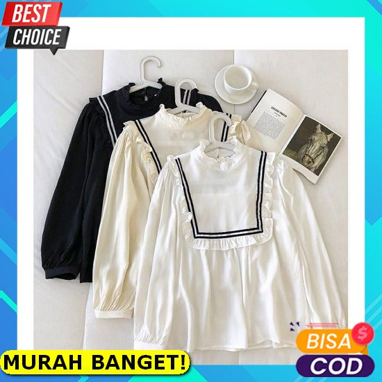 [Kode Rid8E] Owly - Baju Atasan Blouse Wanita Korea Import Lengan Panjang Cod - Boni Top Atasan Blou