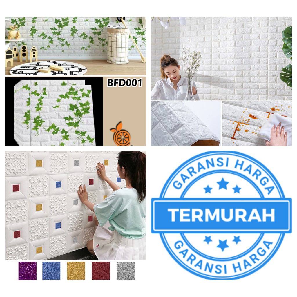 Foam 3d wallpaper foam 3d stiker dinding timbul dekorasi dinding hiasan dinding kedap suara 70cm x 77cm