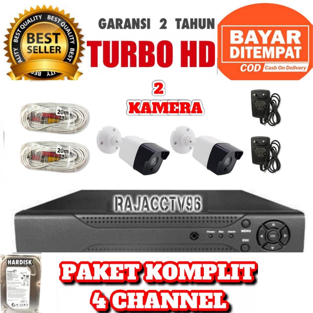 PAKET CCTV 4CHANNEL 2KAMERA 4CHENEL 2CAMERA 5MP 1080P IC SONY TURBO HD KOMPLIT TINGGAL PASANG