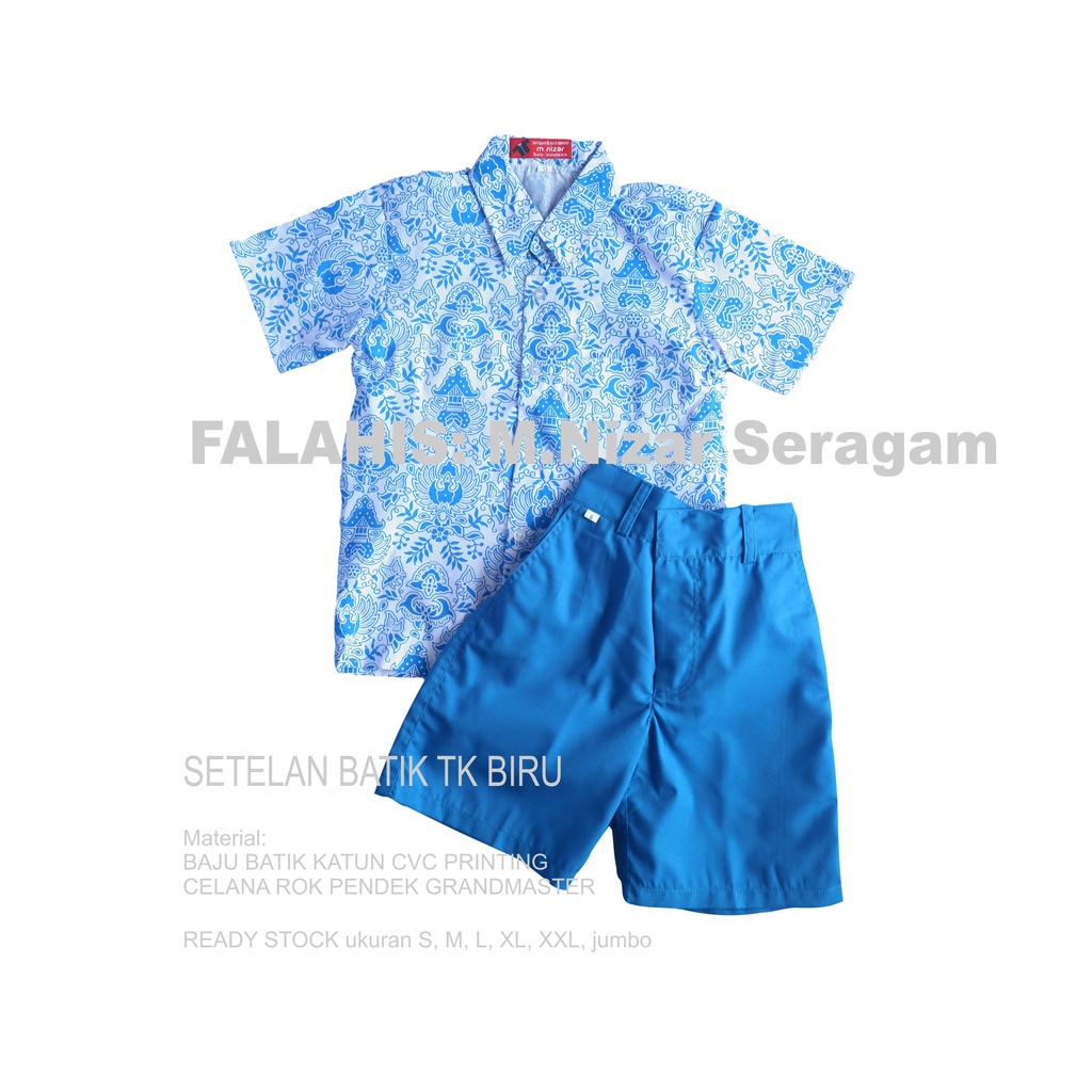 Setelan Seragam Batik TK Biru