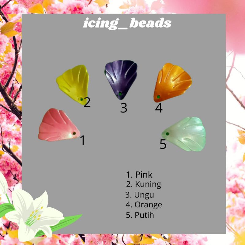 Akrilik Mote Kelopak Bunga Mawar Metalik polos (10gr)