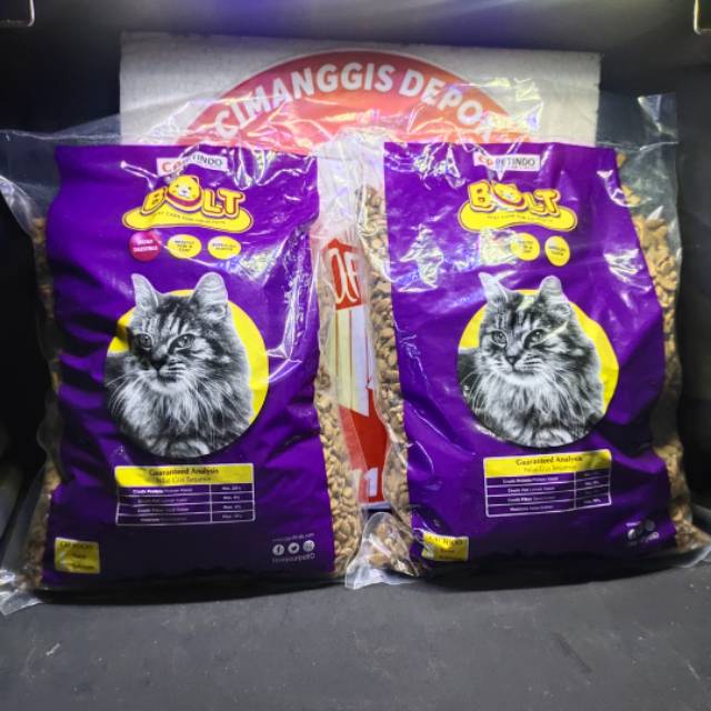 Bolt Makanan Kucing Repack 1kg / Pakan Kucing Bolt