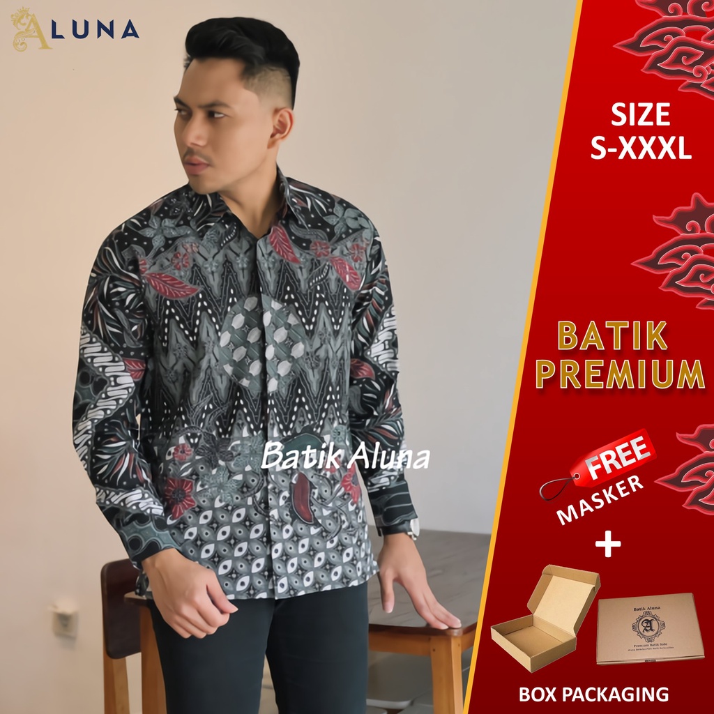 BATIK PREMIUM ALUNA LENGAN PANJANG REGULAR EXCLUSIVE KEMEJA BATIK PRIA PREMIUM SOLO MODERN PCW 103