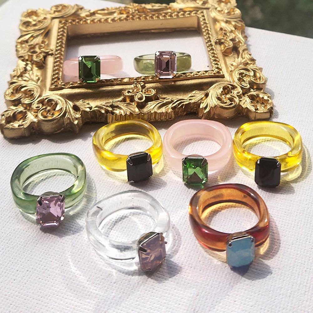 Agustinina Cincin Jari Trendi Fashion Perhiasan Wanita Gadis Tidak Teratur Akrilik Geometris