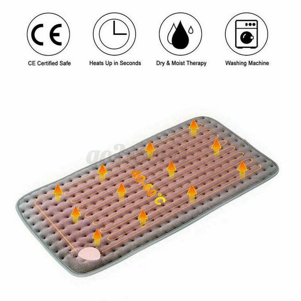 75 x 40cm Adjustment 6-Level Electric Heating Pad Back Neck Massager Warming Physiotherapy Fast Heat Mat Relief Pain