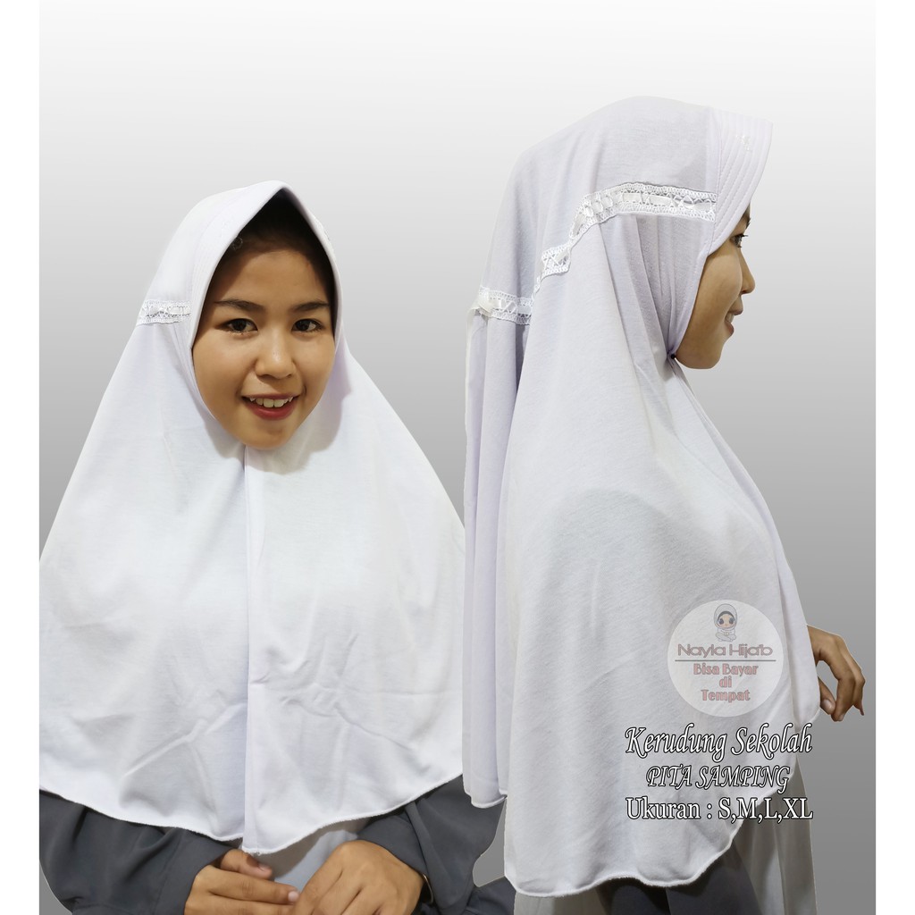 PROMO Kerudung Sekolah Serut Samping Anak Size S,M,L,XL,XXXL Semua Warna Nayla Hijab