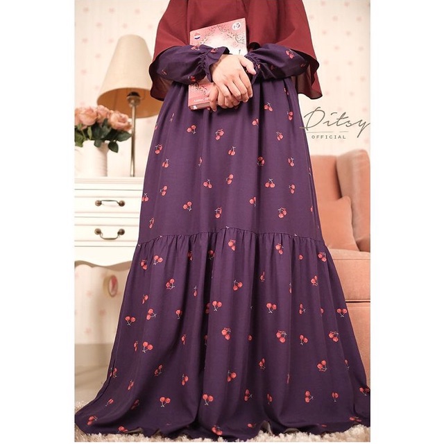 Ditsy size XL - cherry ink purple