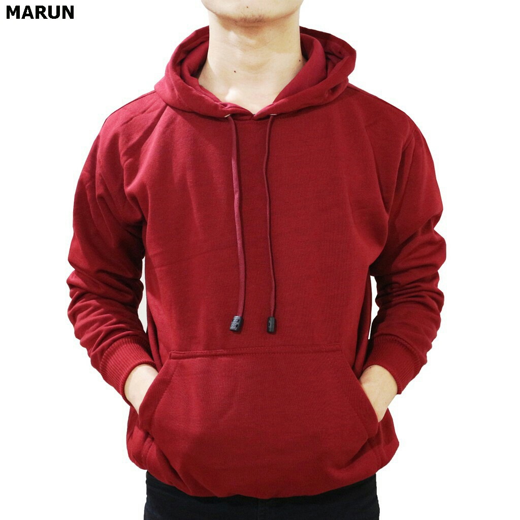 L,XL,XXL Jaket jumper hoodie polos hitam mr store-MARUN