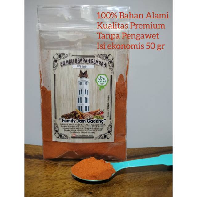 

Cabe Bubuk Asli, Isi 50 gram Bumbu Dapur