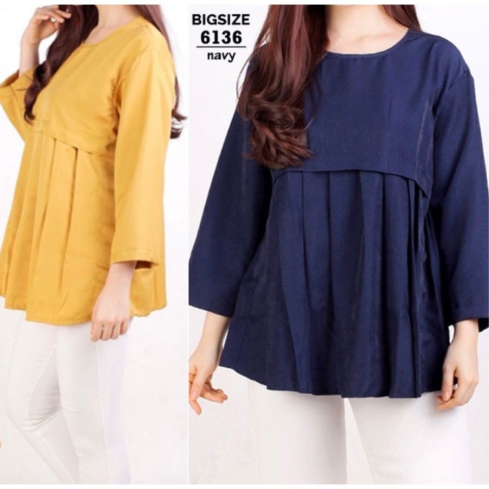 BAJU BLOUSE WANITA JUMBO BIG SIZE XL XXL 6136 LD 110cm baju atasan cewek gemuk hamil modis elegan