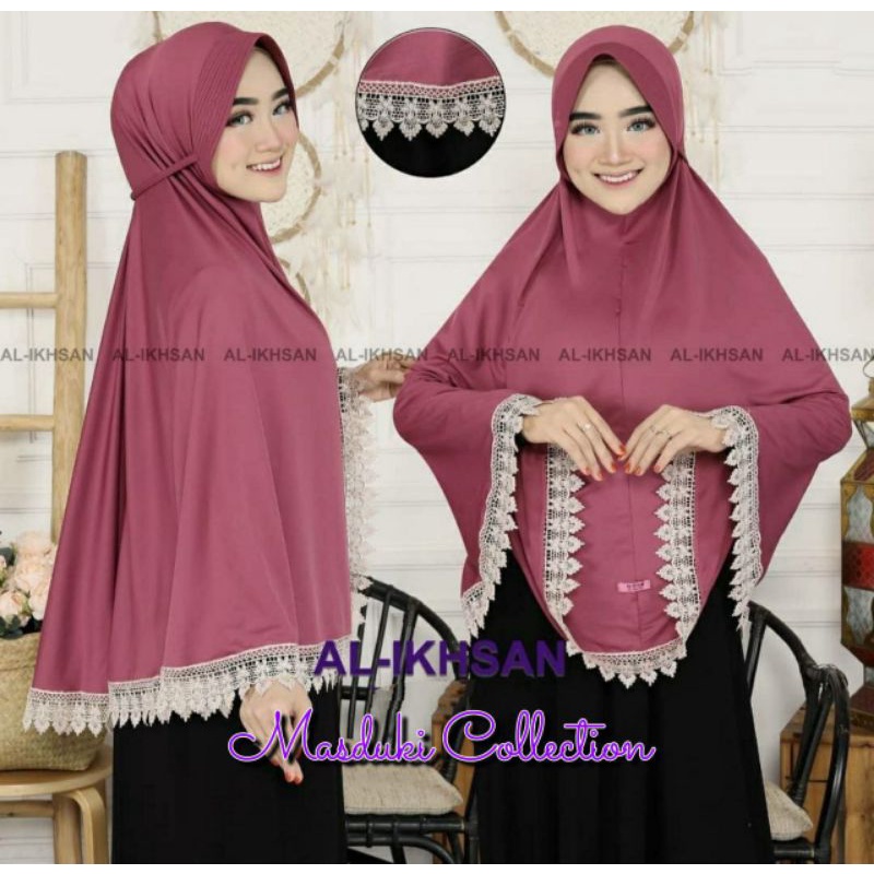 (COD) JILBAB JUMBO RENDA PRADA MURCE CANTIK HIJAB AL-IKHSAN SYAR'I RENDA BAWAH KERUDUNG JERSEY MODEL