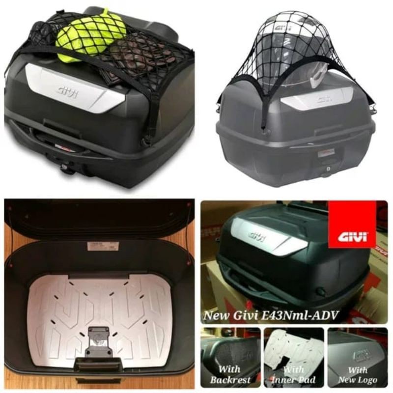 Box Givi Top Box Motor E-43ADV Adventure Mulebox 43Liter + Senderan / Jaring Helm Givi Original Best