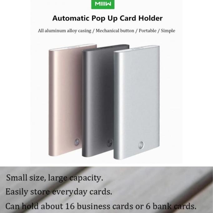 

MIIIW Automatic Pop-Up Card Holder -Tempat Kotak Kartu Aluminium Alloy ary55 Kualitas Baik