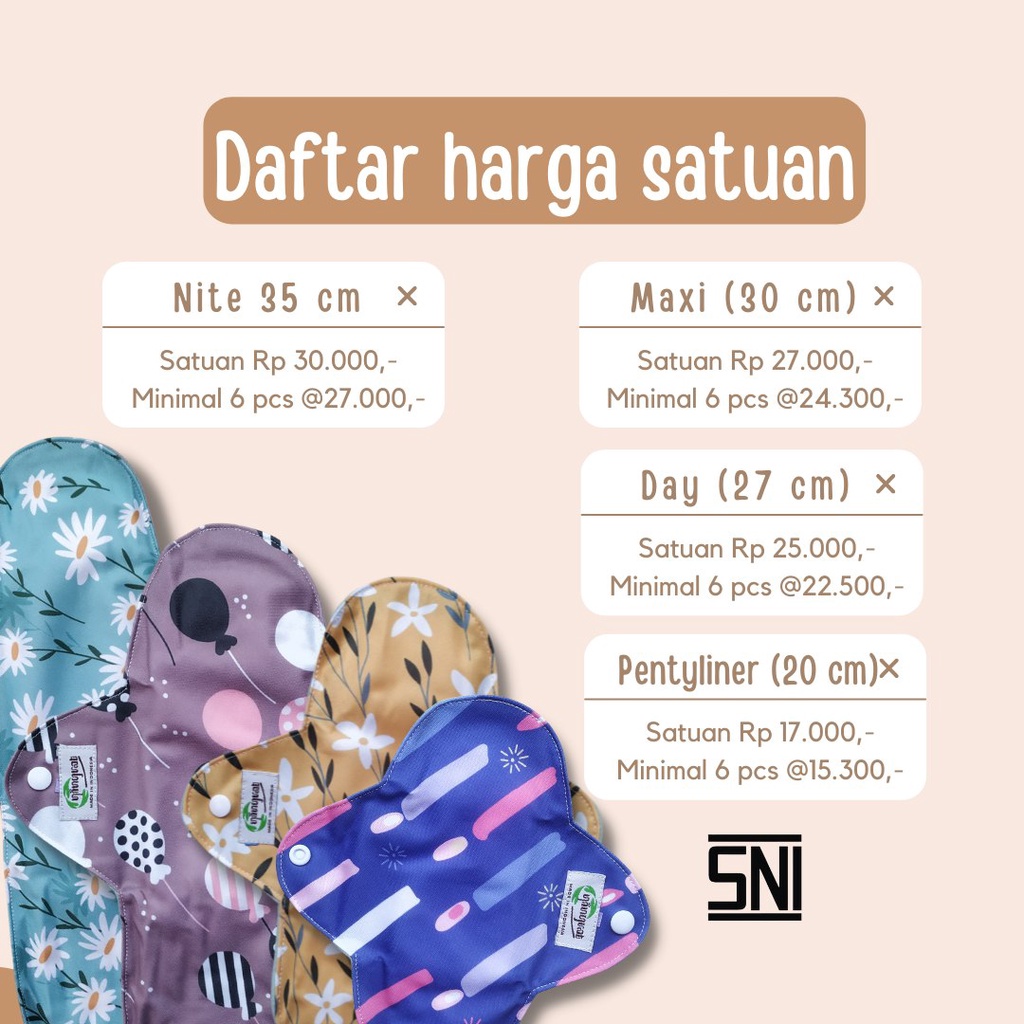 Ningrat Menspad Pembalut kain Cuci Ulang Wanita Menstrual pad SNI