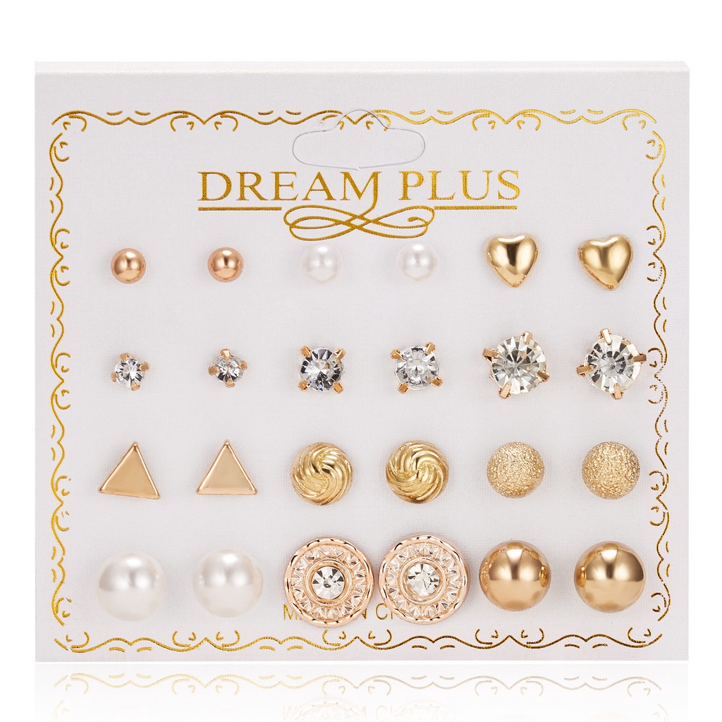 Anting fashion wanita 20 pasang set model korea terbaru imut untuk pesta dan hadiah