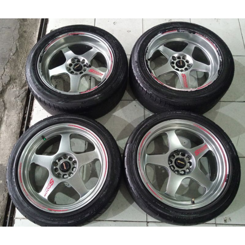 Velg variasi pelek  Mobil Bekas Spoon Ring 18 H5x114,3 Plus Ban Dunlop 225 45/235 50 r18 buat X-pand