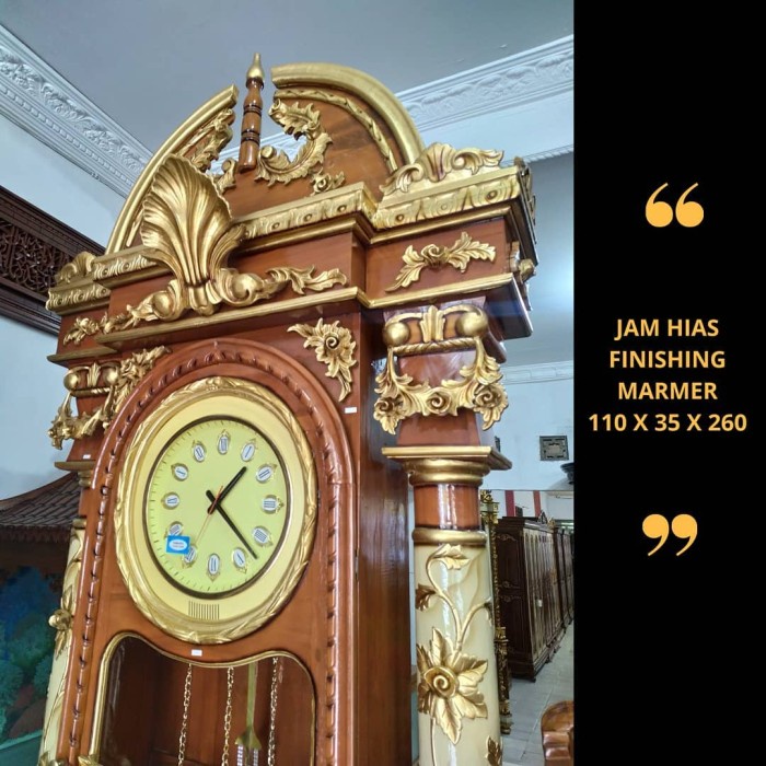 JAM HIAS JATI UKIR KERANG GOLD