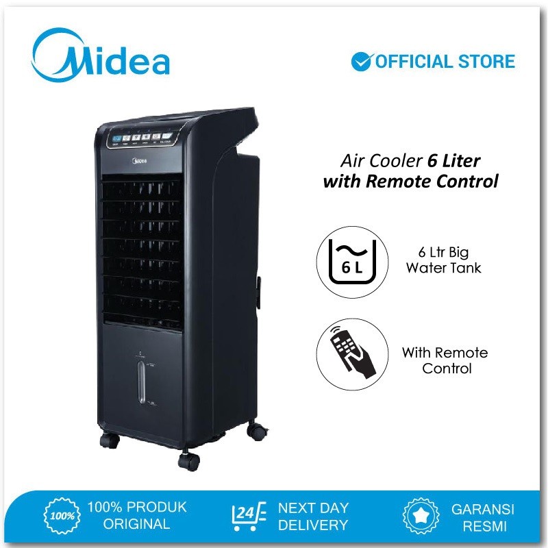 AIR COOLER MIDEA  PORTABLE AC 100-A(B) + REMOT 6 LITER LOWWATT HITAM AC-100 AB