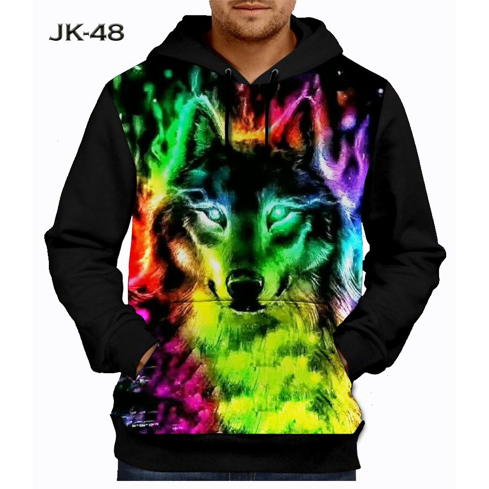 Jaket Wolf Dark Light Jaket Sweater Anak Printing 3D Jaket Hoodie Wolf Srigala Series Dewasa #JK-48