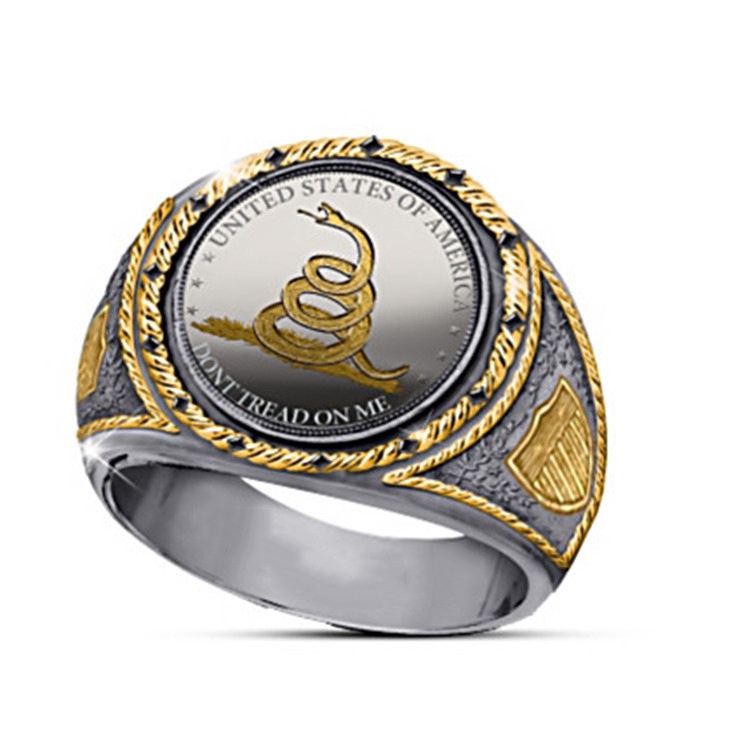 Cincin Emas Pria Keren Desain Bangkok Lion Bull Aksen Berlian Batu Warna Aksesoris Cincin Titanium