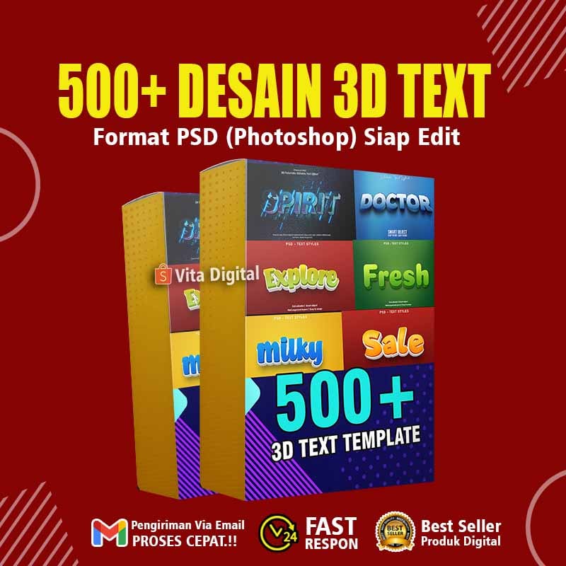 500+ Desain 3D TEXT Modern Premium Format PSD siap edit