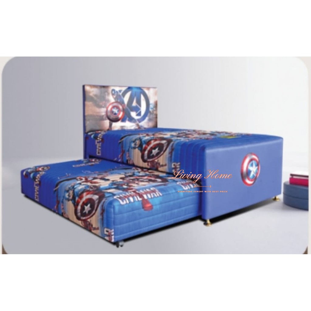 Bed Dorong Anak Avengers Boneka Modis Springbed Full Bed Set Anak Cowok Laki-Laki 120 x 200