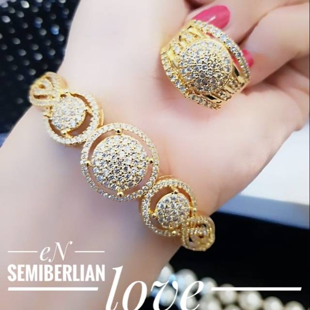 Xuping gelang dan cincin lapis emas 24k 0926j