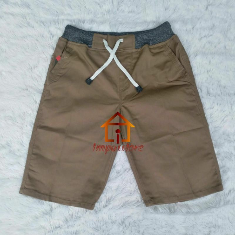 Impusstore Chinos Pendek Anak Pinggang Karet - Chinos Pendek Kolor - Chino Pendek Rip