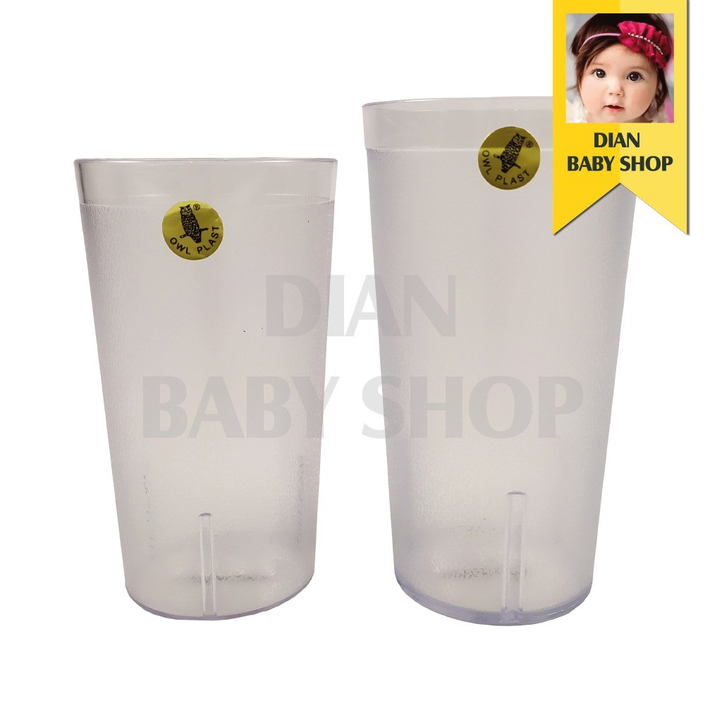 Gelas Owl 350 ml & 500 ml Anti Pecah - Gelas Bening - Gelas Es Teh - Gelas Akrilik .