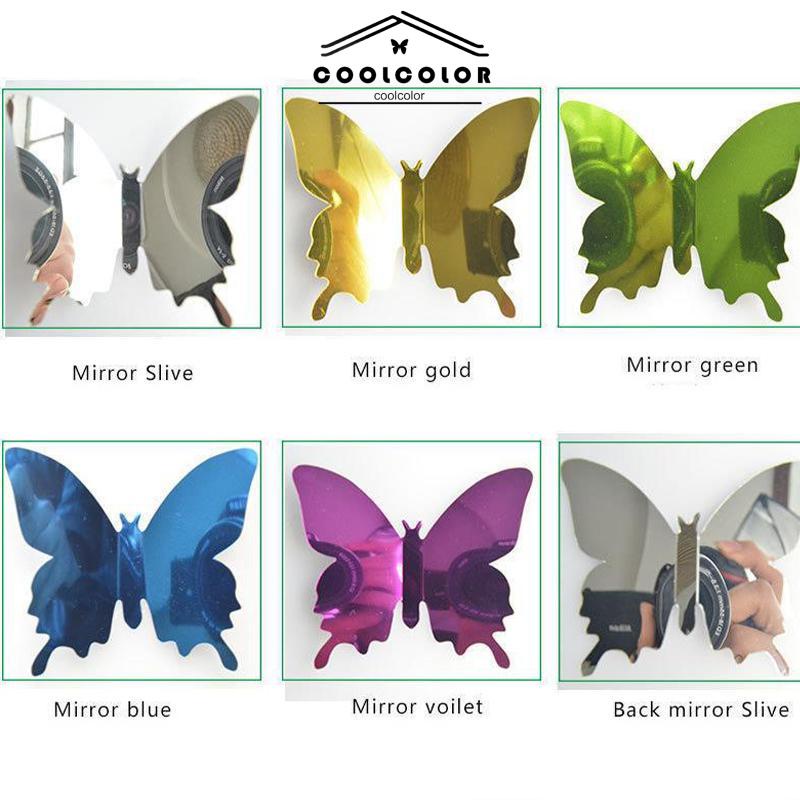 CODTiga -Dimensi Pet Mirror 3D Butterfly Wall Sticker Stiker Ruang Tidur Ruang Ruang Ruang Belajar Studi- cl