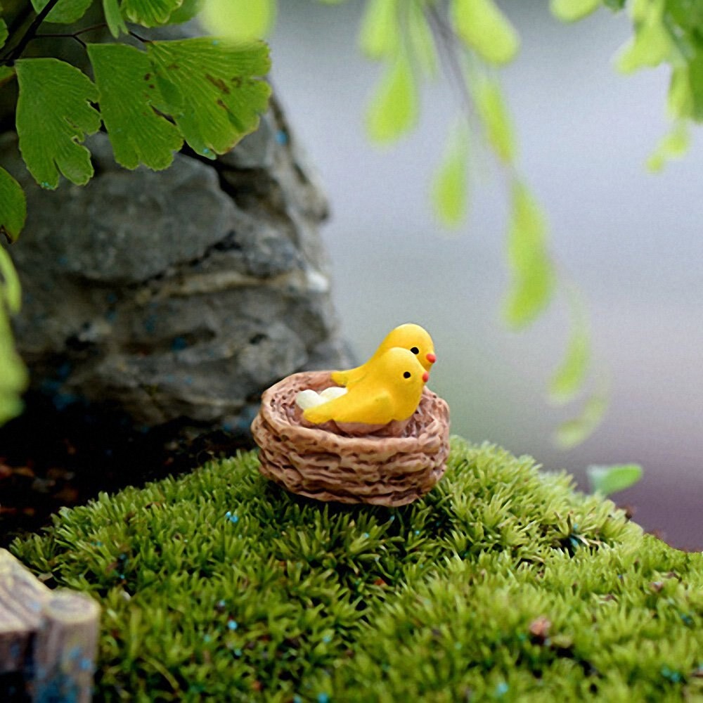 Miniatur Burung Bertelur Ornamen Bonsai Plastik Terarrium Diorama - MNOB20